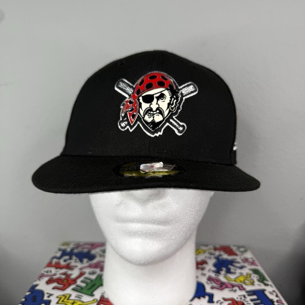 Pittsburgh Pirates New Era 59fifty Hat Fitted 7 3/8 Black MLB Performance Logo